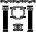 Set of decorative elements, columns, pattern, frame, vintage, stencil